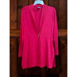 Chico's Travelers 2/L Red Single Button Slinky Tunic Top